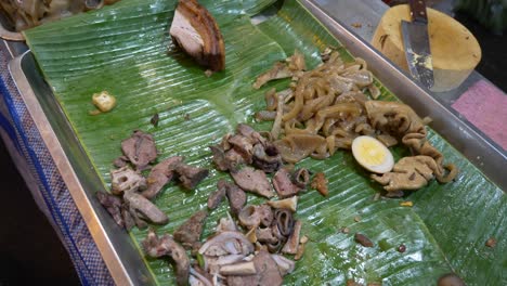 thailand night market food pork organ ready to serve