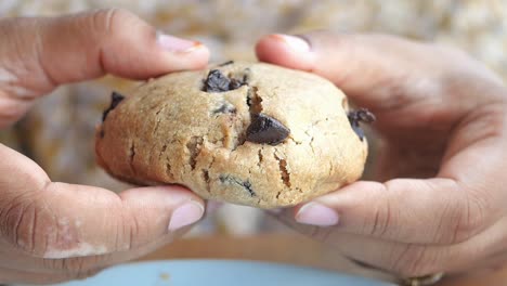 close-up of a gooey chocolate chip cookie