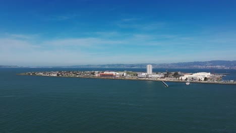 Drone-aerial-shot-of-Treasure-Island-outside-of-Oakland-and-San-Francisco