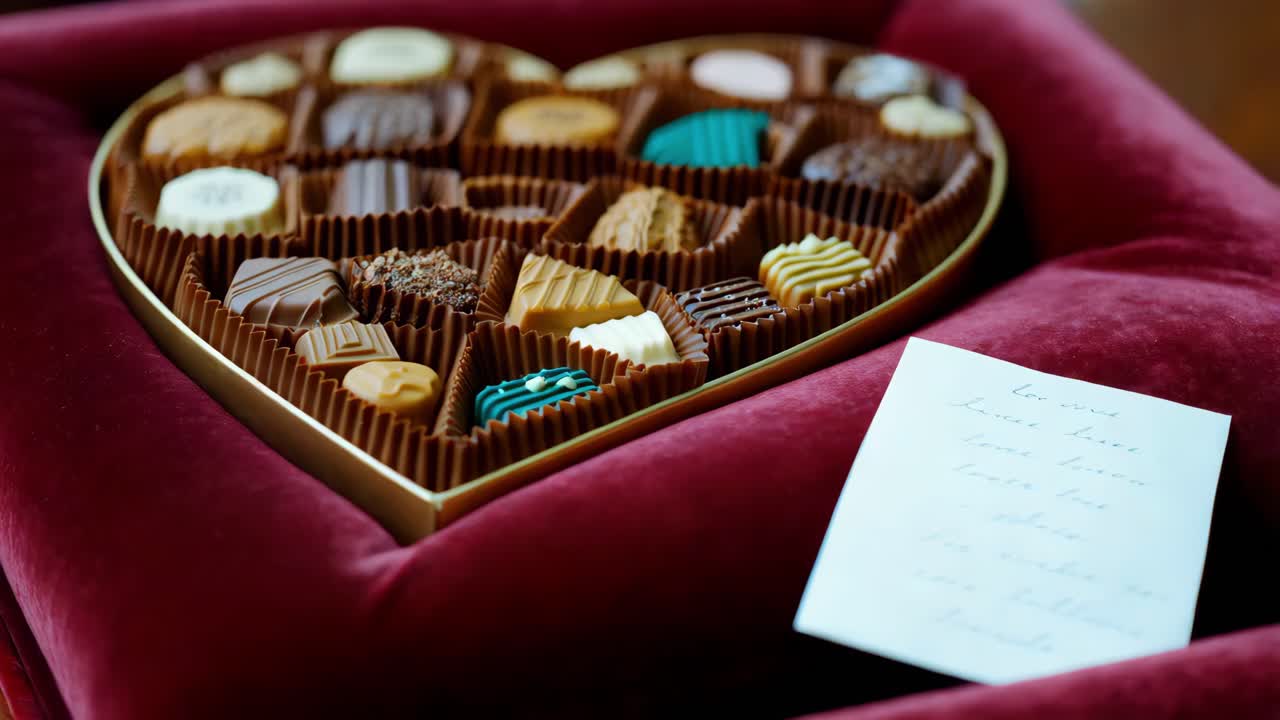 una caja de chocolates en forma de corazón