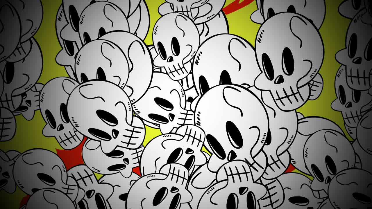 색 두개골 패턴과 은 불