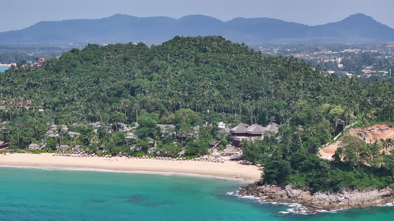 Pansea Beach aerial scenic of sunny vacation in Phuket, Thailand. Sunny travel destination