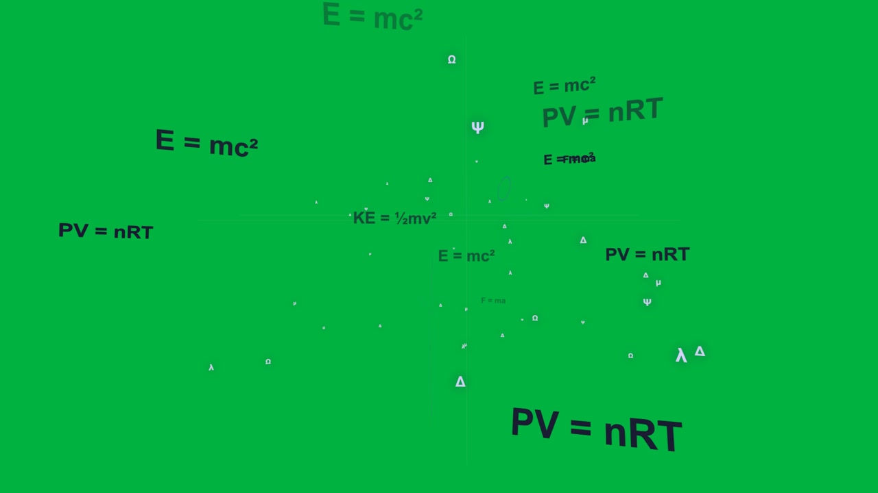 Node spawning starting cluster expanding and drifting, labeling with formulas on transparent plane