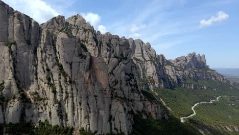 aerial views of montserrat mountain range in catalonia