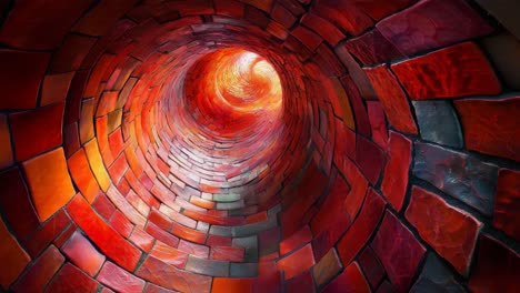 abstract red brick tunnel