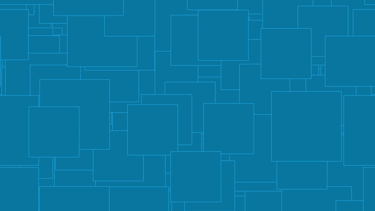 animated blue background with endless geometric squares multiplying and zooming in and out continuously into a complex pattern