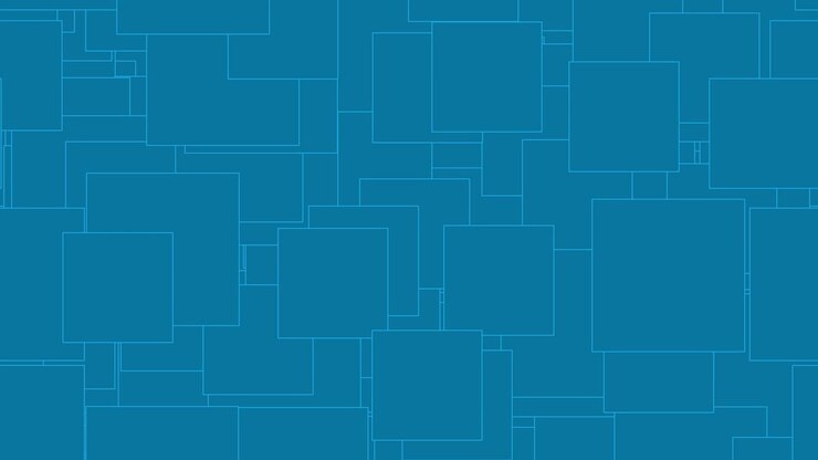 animated blue background with endless geometric squares multiplying and zooming in and out continuously into a complex pattern