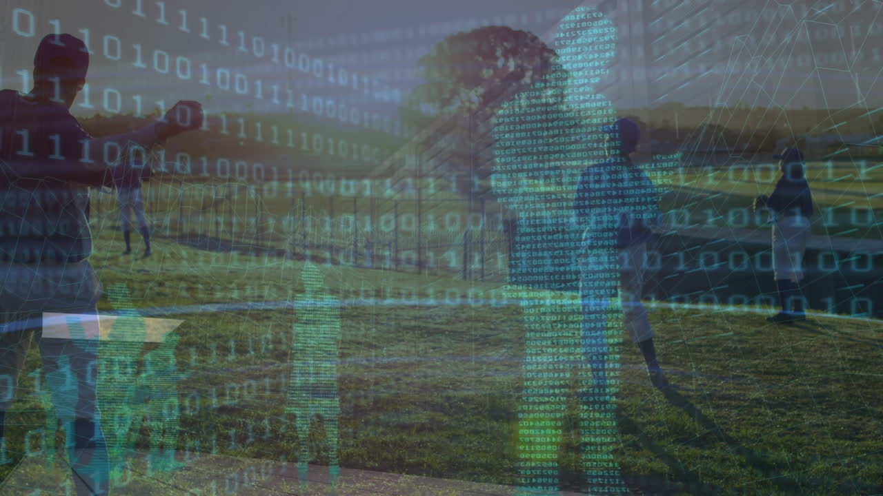 animação do processamento de dados sobre diversos jogadores de beisebol