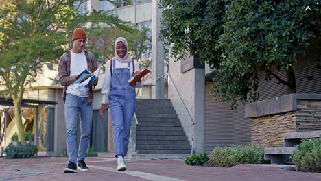 two students walking on college campus