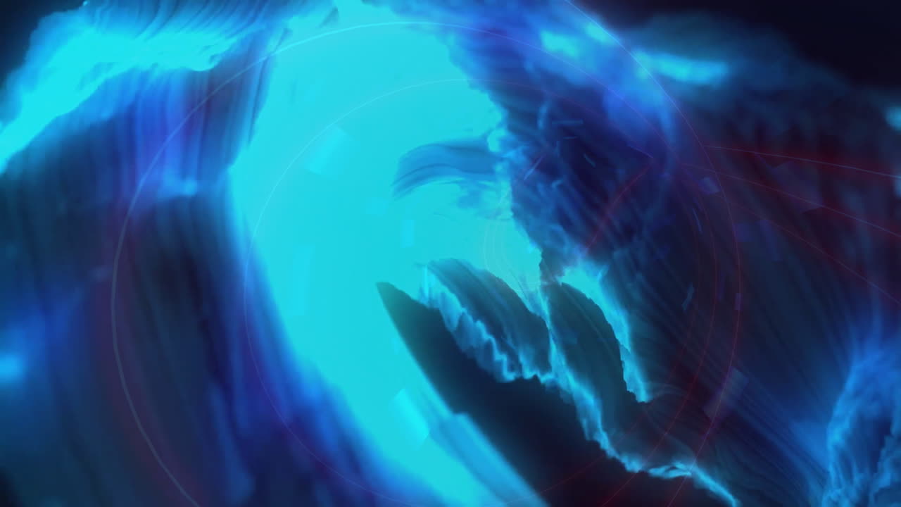 animación de formas azules que se mueven sobre un fondo negro