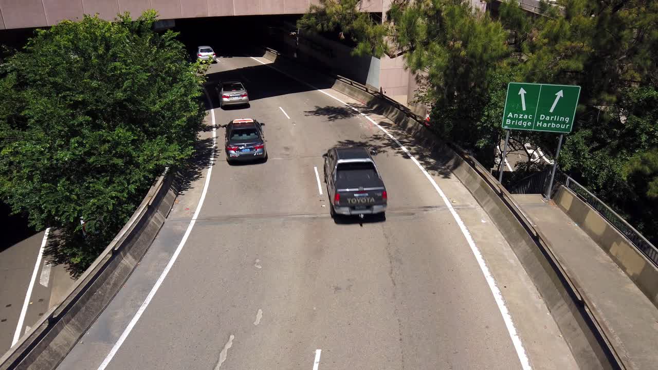Top view of a fast speed busy highway in Sydney Australia