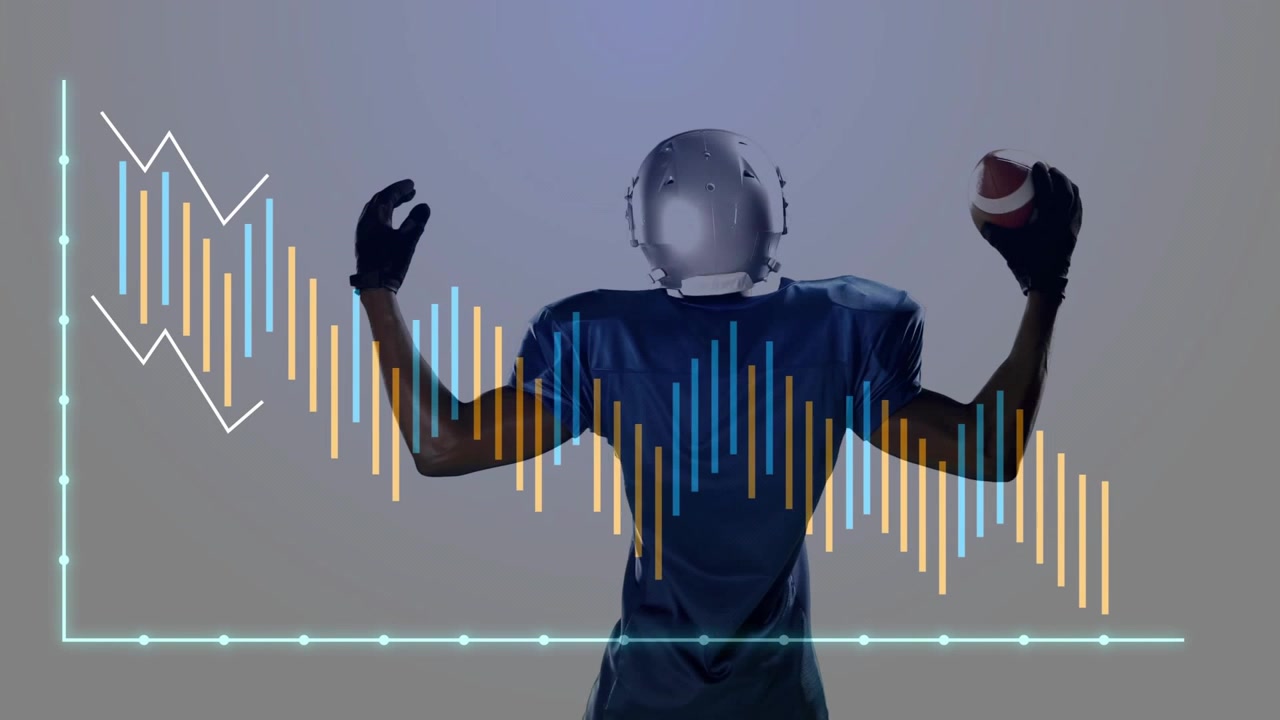 Giocatore di football americano che si posiziona indietro, con barre che mostrano il caricamento del braccio, la palla che prende forma, preparandosi al lancio.