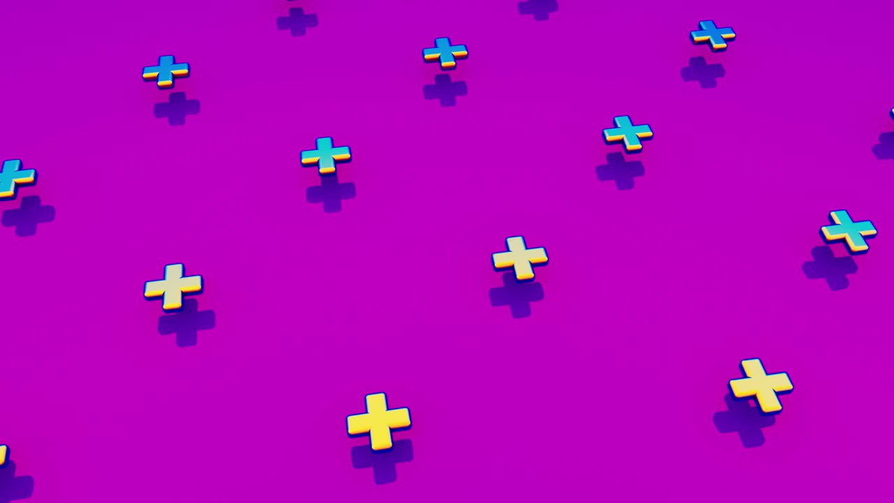 abstract 3d render cruce volando en diferentes colores holográficos. 4k animación sin fisuras de bucle de imágenes.