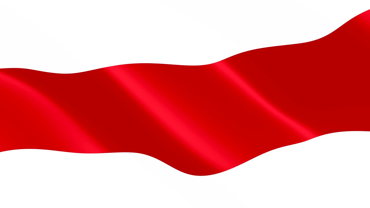Flag of the Belarusian People's Republic wavy close up. A wonderful shiny national flag flies in the wind. Belarusian sign, symbol, icon, background