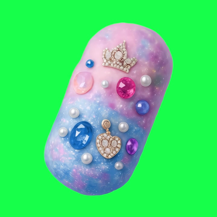 Rotating Capsule Shaped Object Decorated with Gems and Pearls