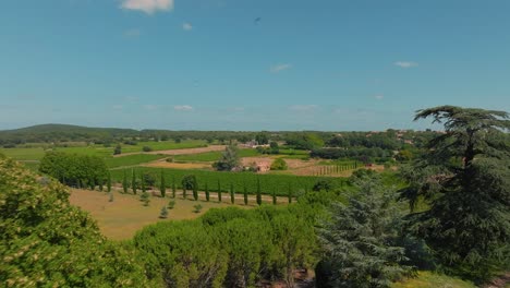 aerial view of château de pouzilhac over vineyards