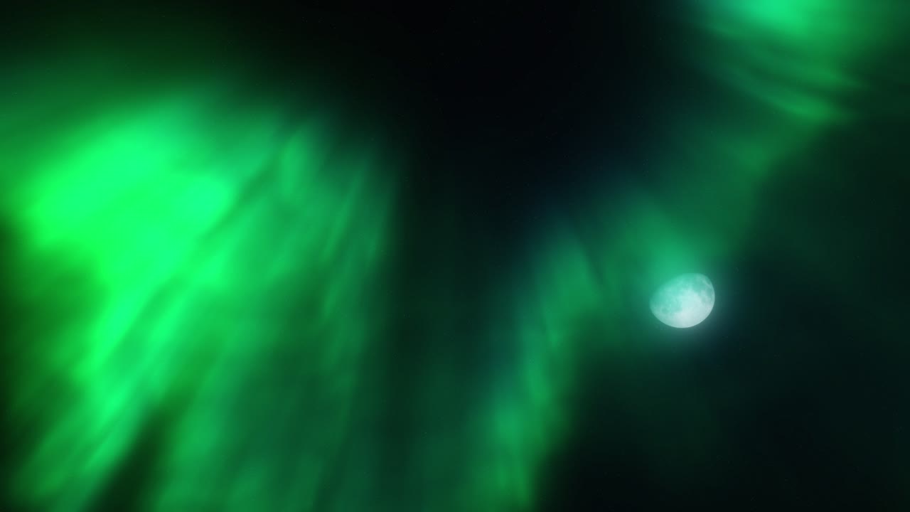 Aurora Borealis with Moon