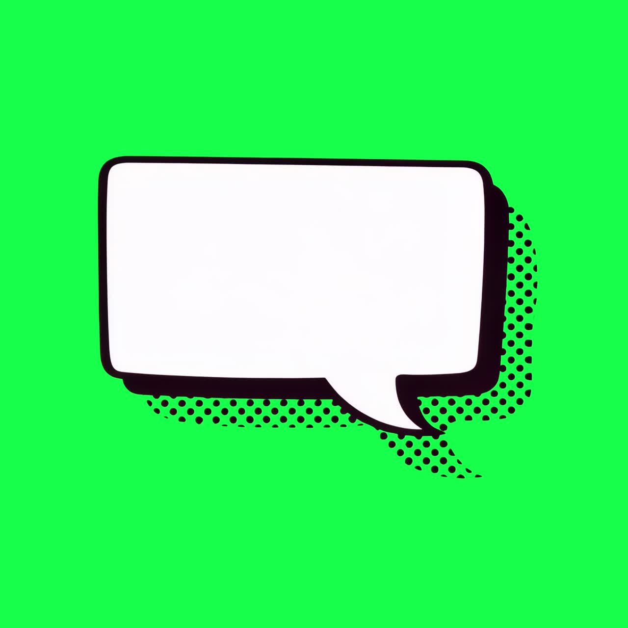 Retro comic speech bubble design animation, transparent 4K video, green screen