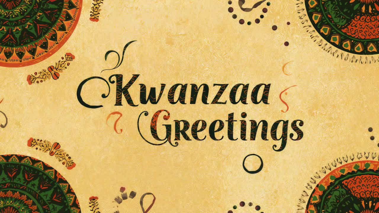 Playing, Kwanzaa Greetings and mandalas gently zooming and shifting on parchment for emphasis