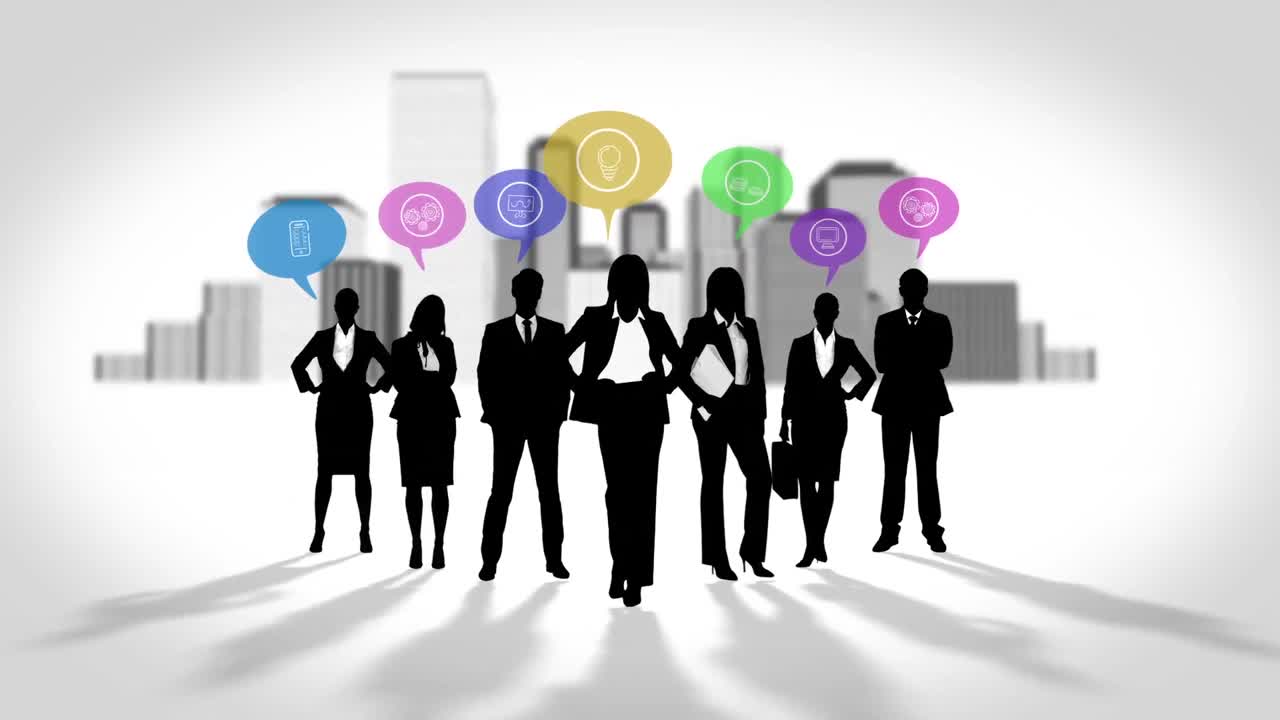 Black silhouettes of business people