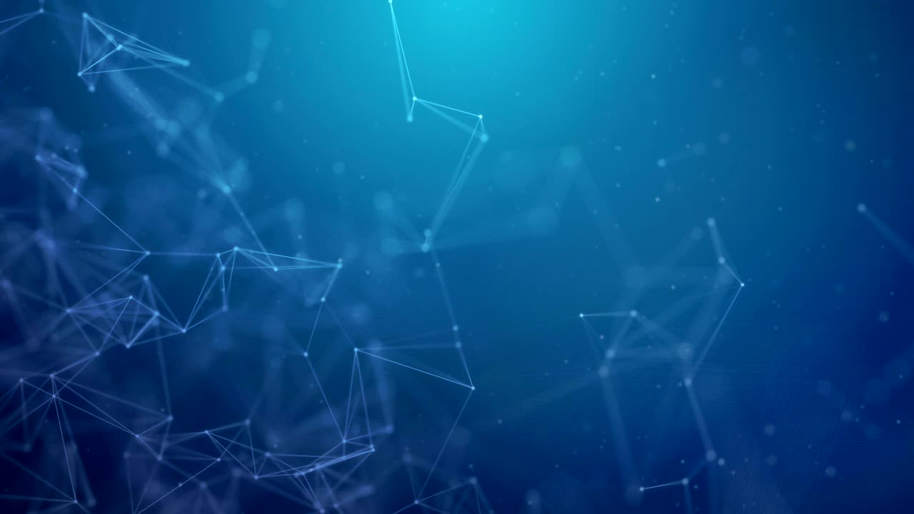 azul oscuro abstracto geométrico línea conectada y puntos fondo de bucle sin costuras concepto científico para su presentación ciencia, microbiología tecnología médica moderna y concepto de innovación