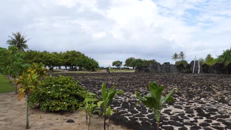 sacred area of taputapuatea marae, raiatea, society islands, french polynesia.