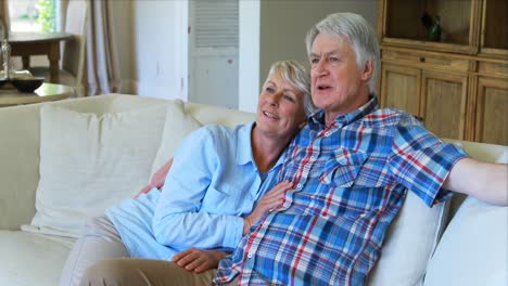 Senior-couple-sitting-together-on-sofa-in-living-room