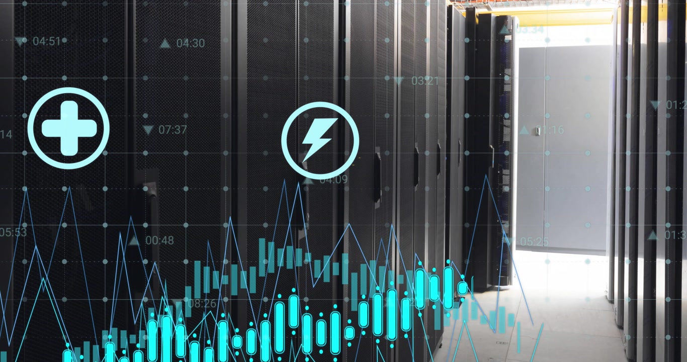 Animation of financial data processing over computer servers