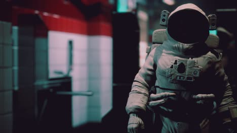 astronauta en el metro subterráneo