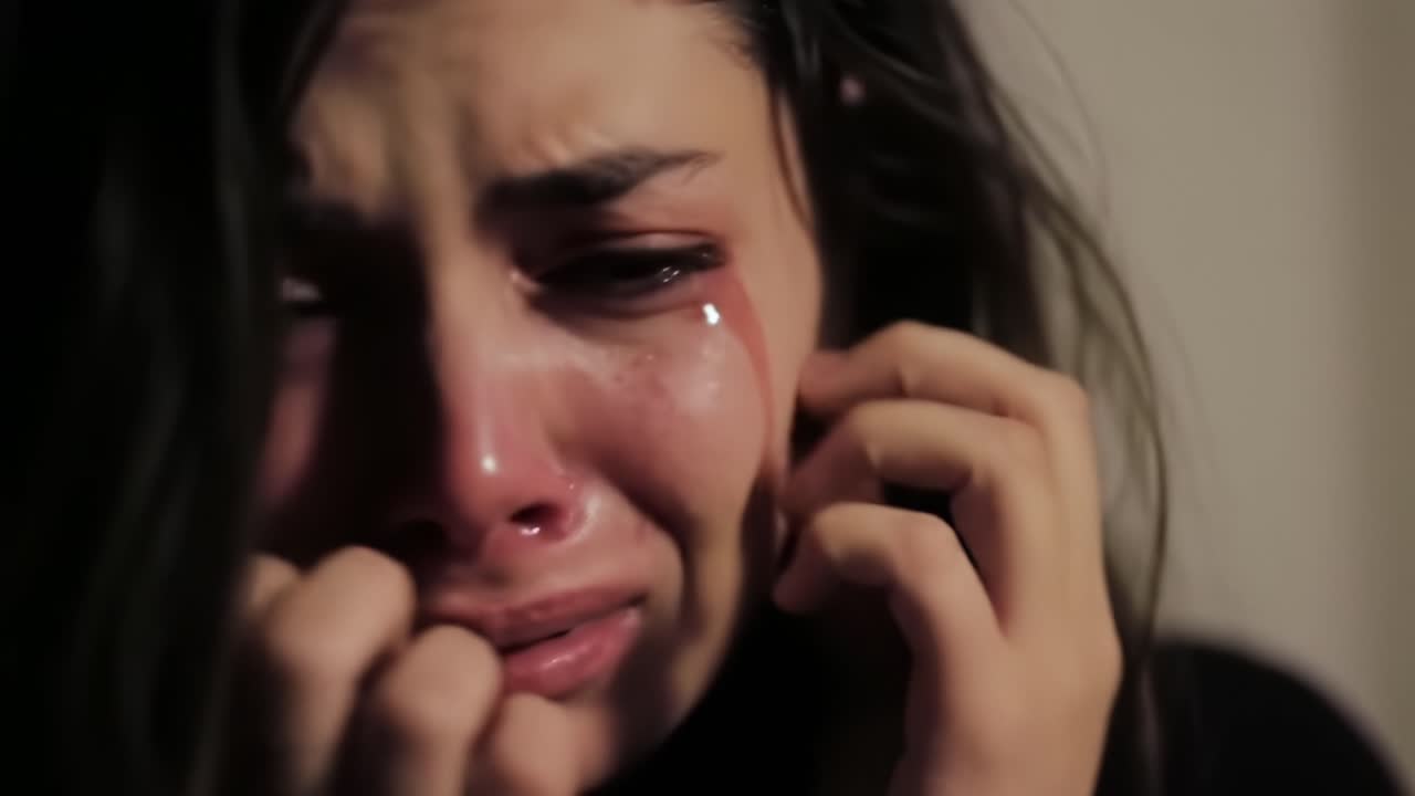A Heart-Wrenching Moment Captured in Two Frames: The Emotional Struggle of a Young Woman Overcome by Sadness and Tears