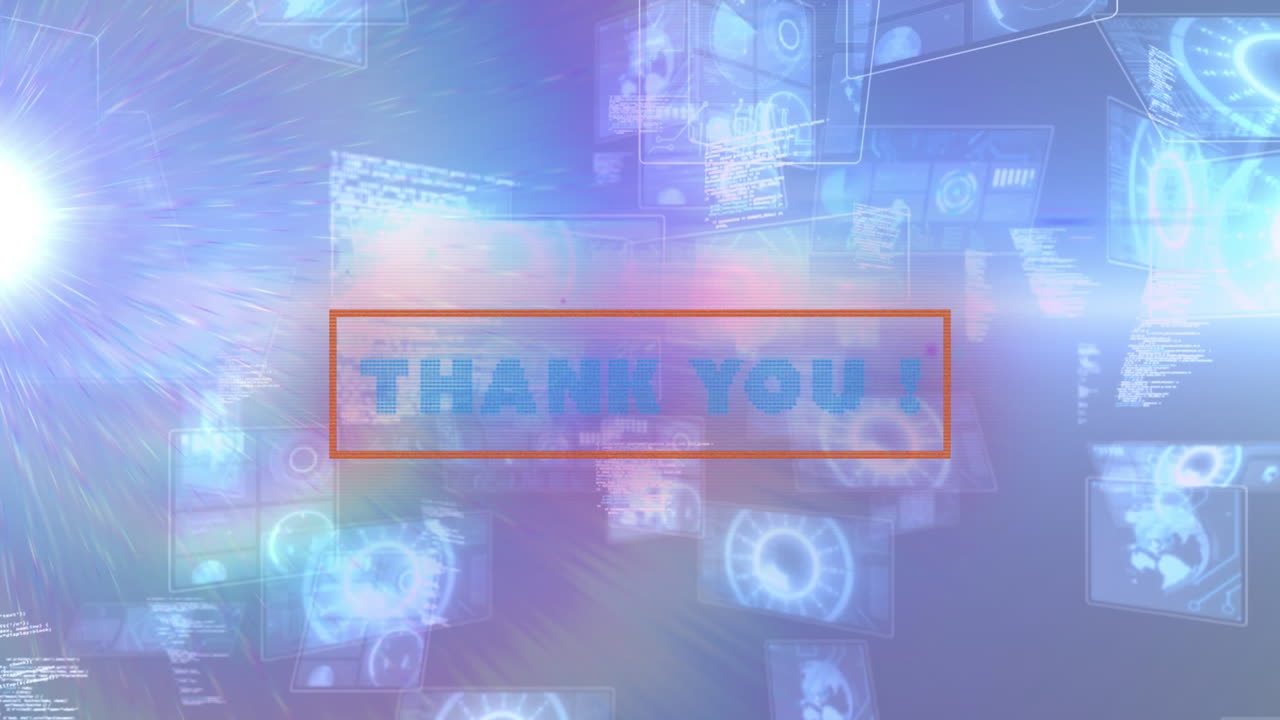 범위 스캐닝 및 데이터 처리에 대한 감사 텍스트의 애니메이션