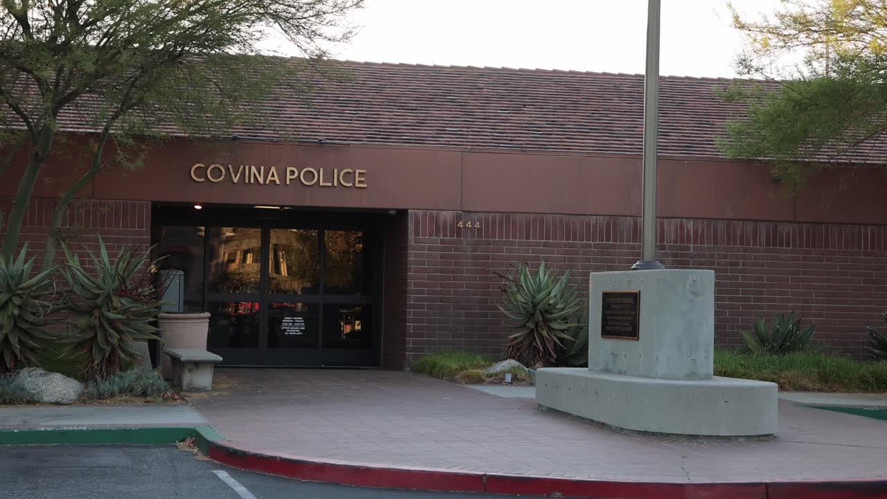 Covina, California police department building with stable video.