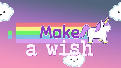 Animation-of-Make-a-wish-appearing-with-unicorn-4k