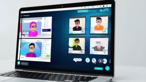 online meetings and software interfaces on laptops