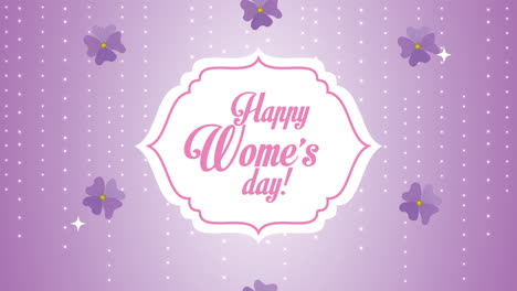 happy womens day card with purple flowers frame