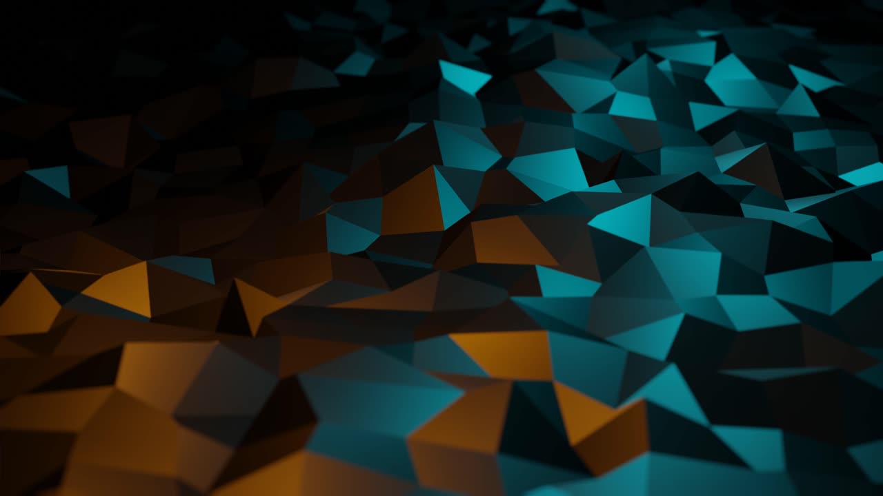 Low-poly color waving surface with glowing light