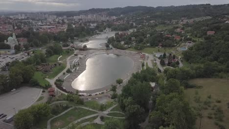 aerial view of lakes in tuzla, bosnia and herzegovina