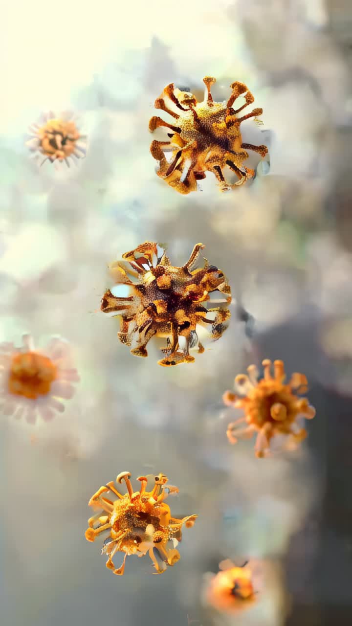 Close up of viruses in the air. Pandemic, flu