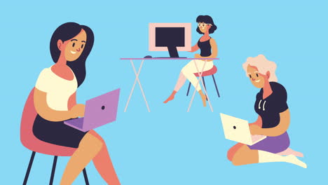mujeres jóvenes que usan computadoras