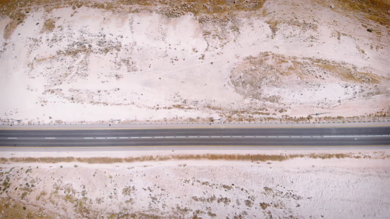 Empty Straight line Highway in the desert aerial view