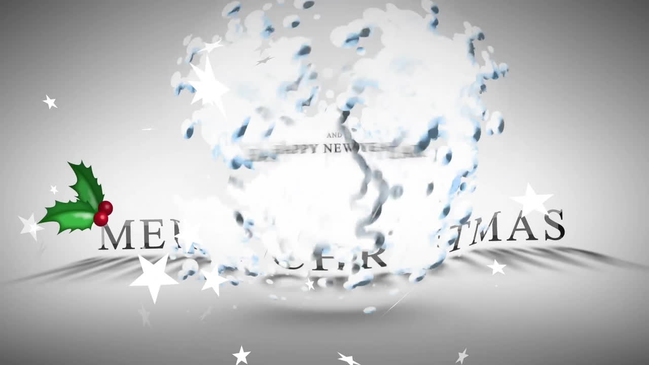 떨어지는 별 위에 메리 크리스마스 텍스트의 애니메이션