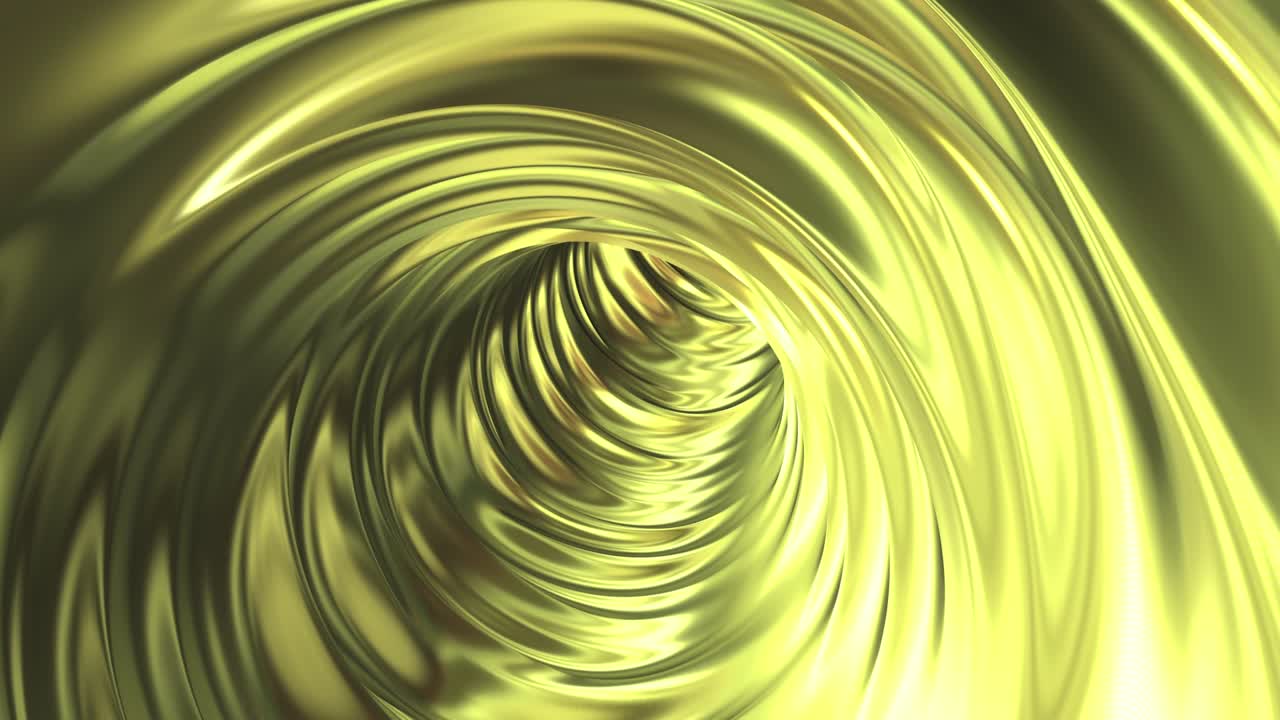 vuelo profundo en el túnel dorado. animación de fondo de bucles sin costuras