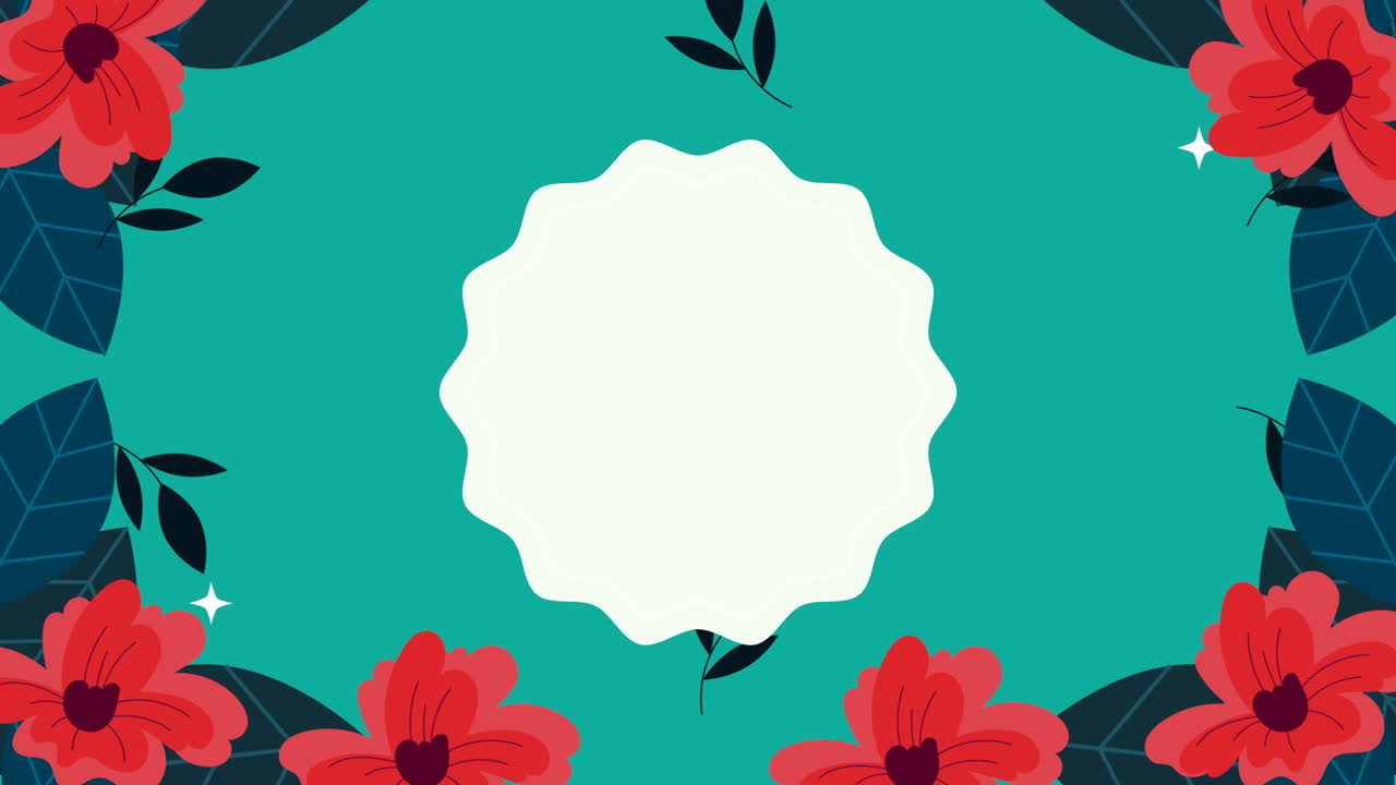 flores hermosas en el jardín animación de marco circular
