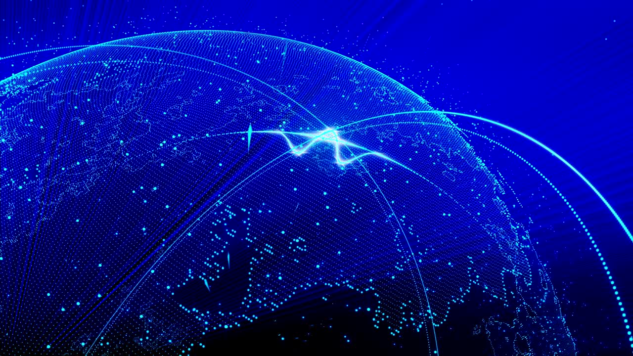 회전하는 파란 행성, 움직이는 조명, 무결한 루프