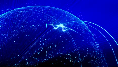 rotating blue planet with moving lights able loop seamless
