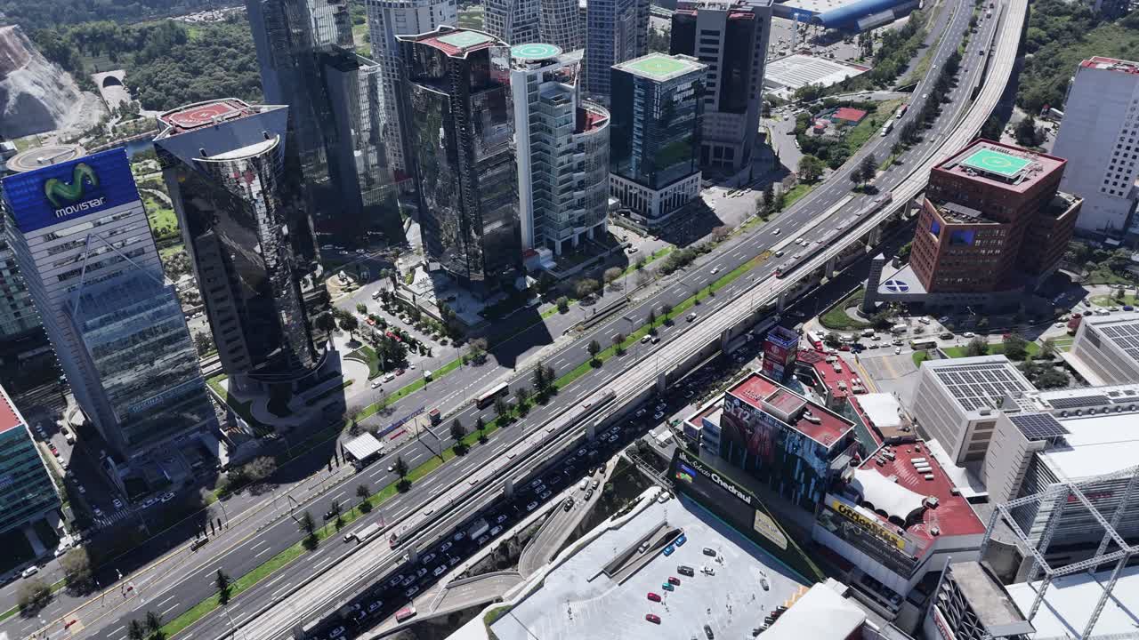 Aerial View of Mexico City's Modern Skyscrapers and Cityscape
