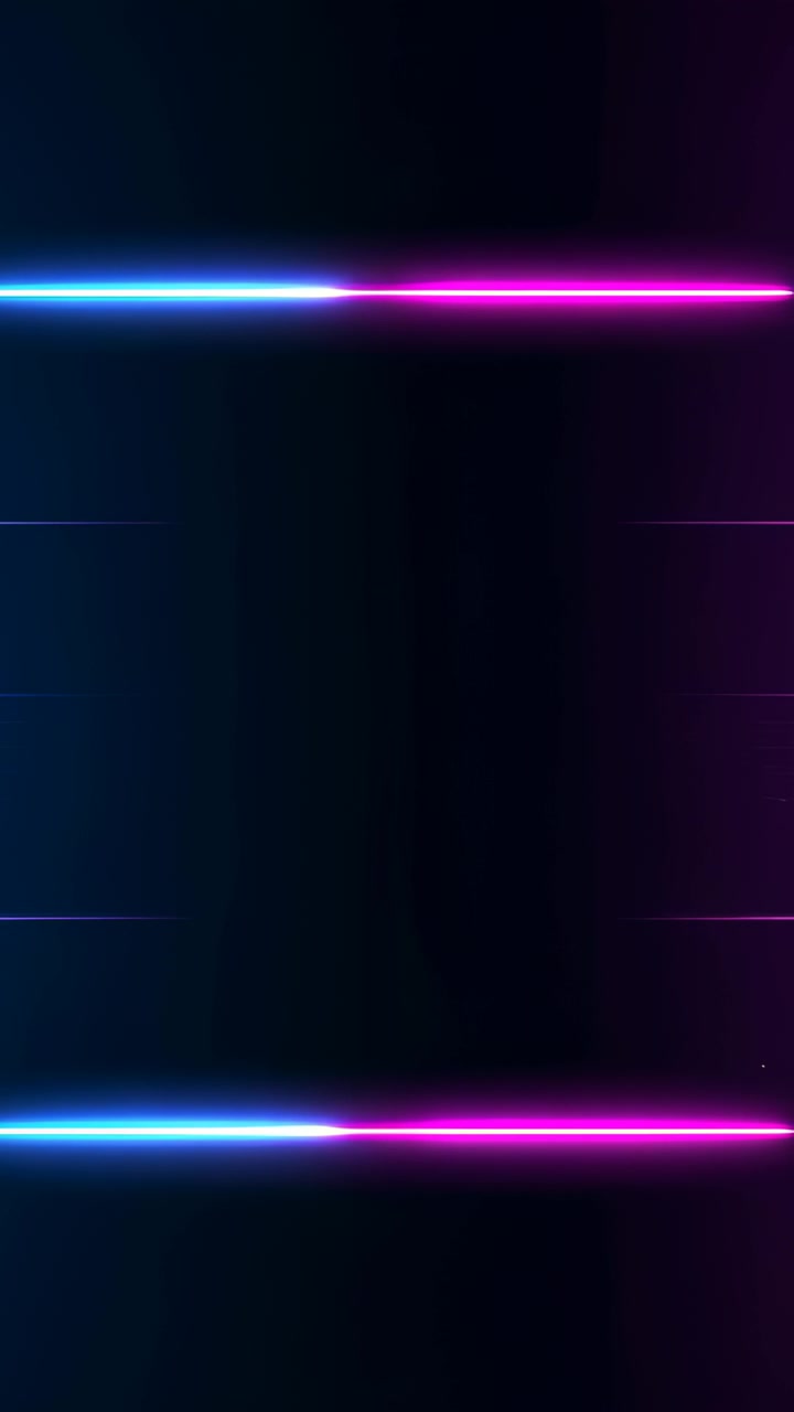 Vertical video: Spawning two cyan magenta neon bars from edges, converging and fading for dark UI