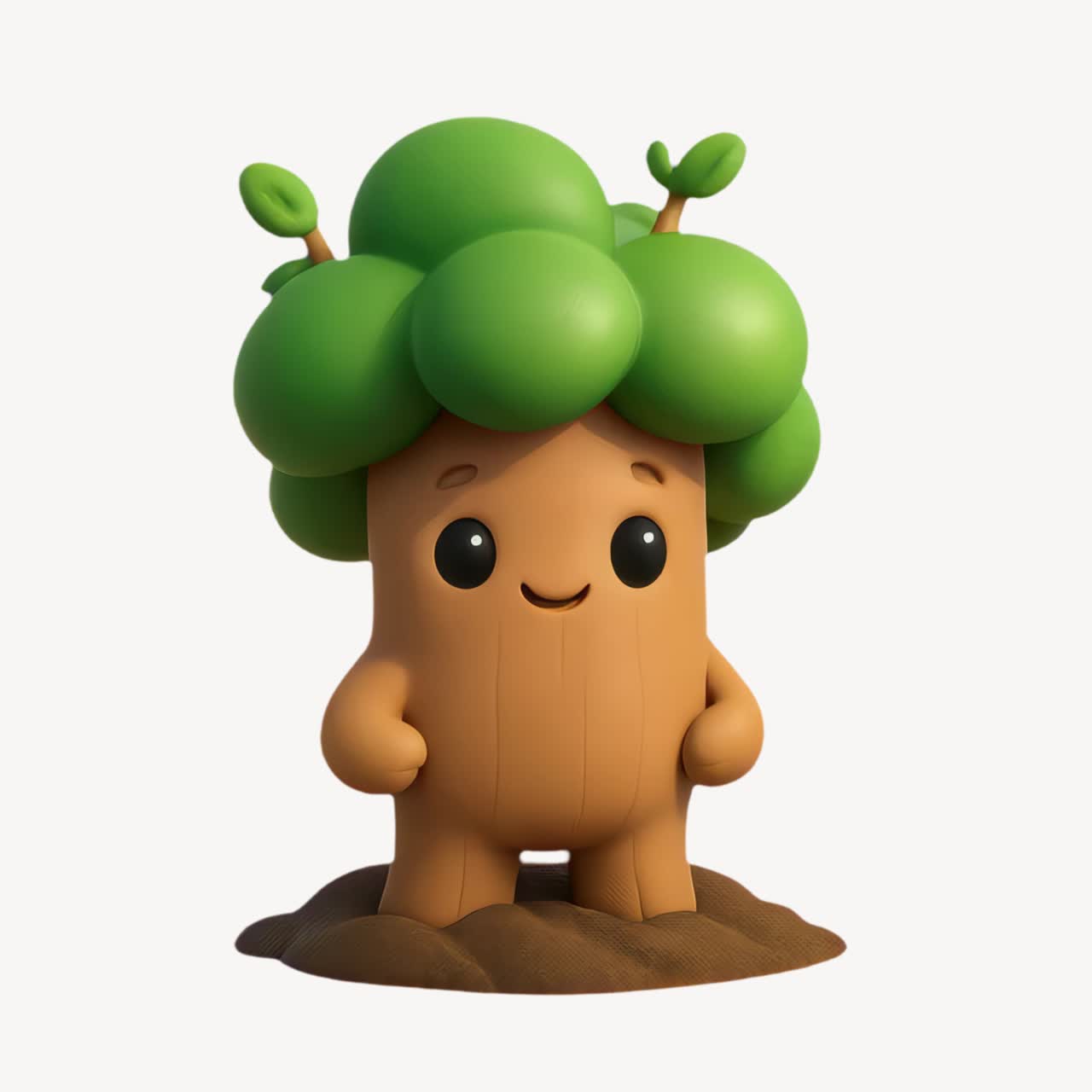 Cute cartoon tree character animation isolated asset, transparent 4K video, alpha channel, ProRes