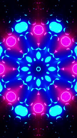 colorful abstract pattern with blue and pink lights. kaleidoscope vj loop vertical