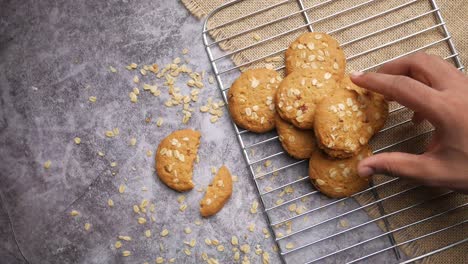 oatmeal cookies cooling on a wire rack